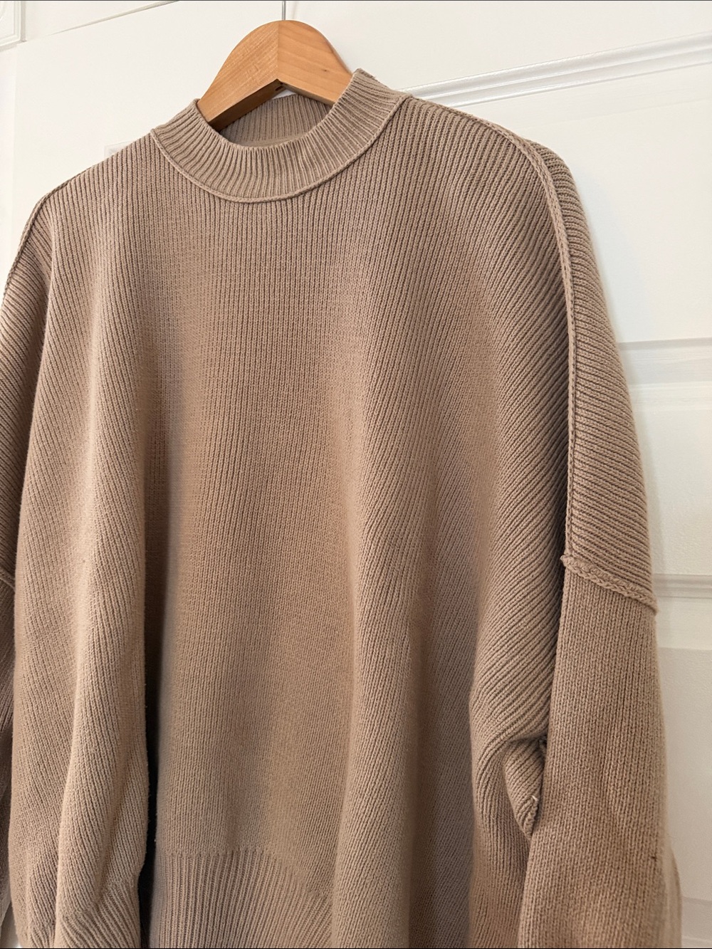 Free People Cozy Taupe Mock Neck Sweater - Picture 3 of 5